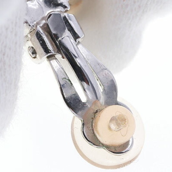 Chanel Earrings Coco Mark Silver Clear Metal Rhinestone 01P 2001 Model Ladies... - Picture 7 of 8